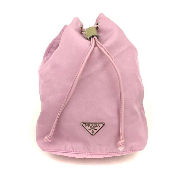 PRADA Logo Plate Nylon Cosmetic Drawstring Pouch Bag /2U0155 - Picture 1 of 8